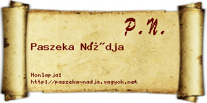 Paszeka Nádja névjegykártya